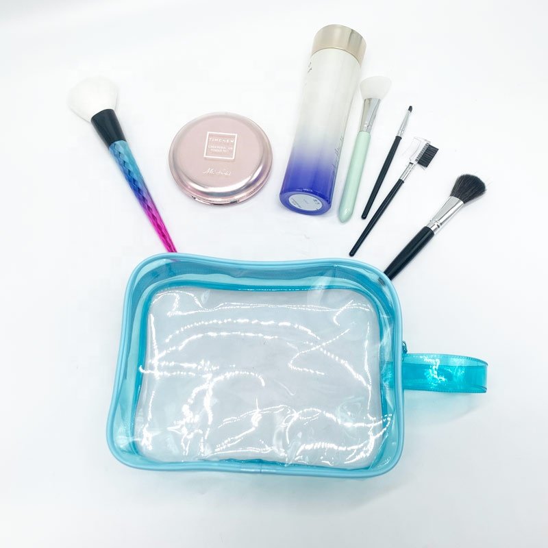 Wholesale Women Travel Toiletry Transparent Makeup Clear Zipper PVC Clutch Cosmetics Bag