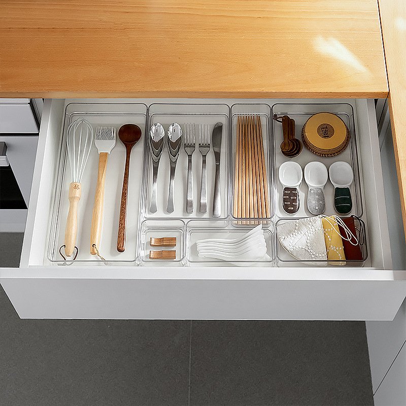 Free combination white plastic drawer storage box set desk built-in organizer box debris cosmetics stationery divider box