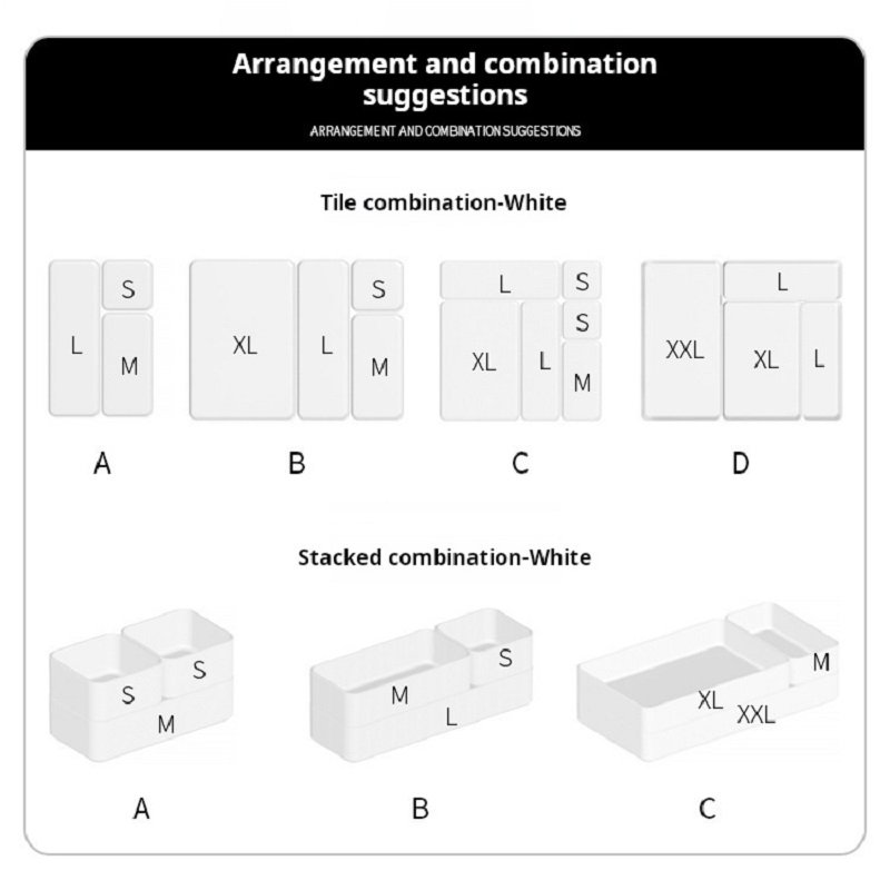 Free combination white plastic drawer storage box set desk built-in organizer box debris cosmetics stationery divider box