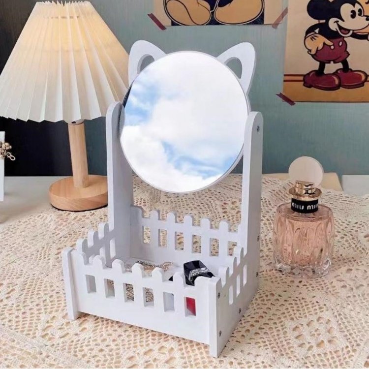 Creative Desktop Makeup Mirror Modern Popular Multi-functional Rotating Mirror Organizing Storage Box