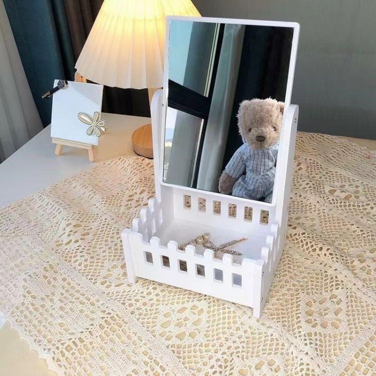 Creative Desktop Makeup Mirror Modern Popular Multi-functional Rotating Mirror Organizing Storage Box