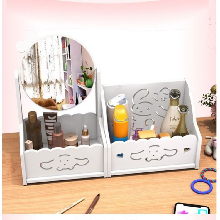 Creative Desktop Makeup Mirror Modern Popular Multi-functional Rotating Mirror Organizing Storage Box