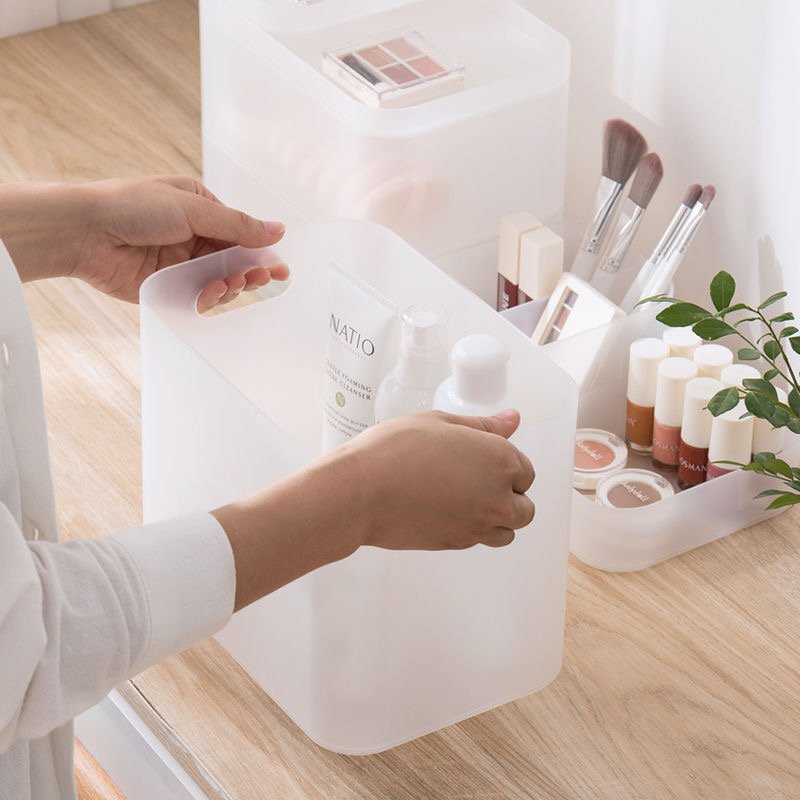 Desktop high quality matte transparent pp eco-friendly plastic box fashion mini make up storage organizer box