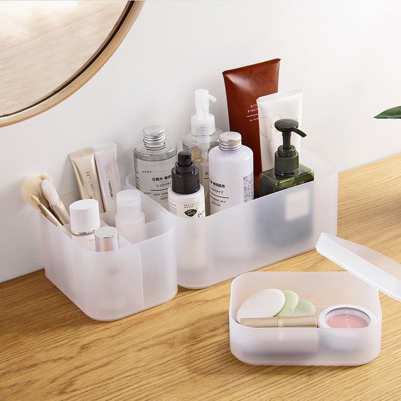 Desktop high quality matte transparent pp eco-friendly plastic box fashion mini make up storage organizer box