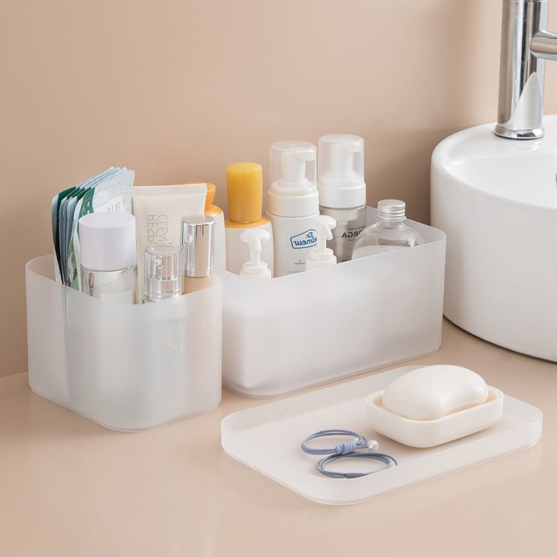Desktop high quality matte transparent pp eco-friendly plastic box fashion mini make up storage organizer box
