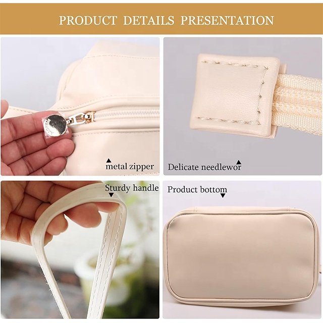 BSCI Custom Makeup Bag Leather Double Layer Large Cosmetic Organizer Bag Travel Accessories Toiletry Bag