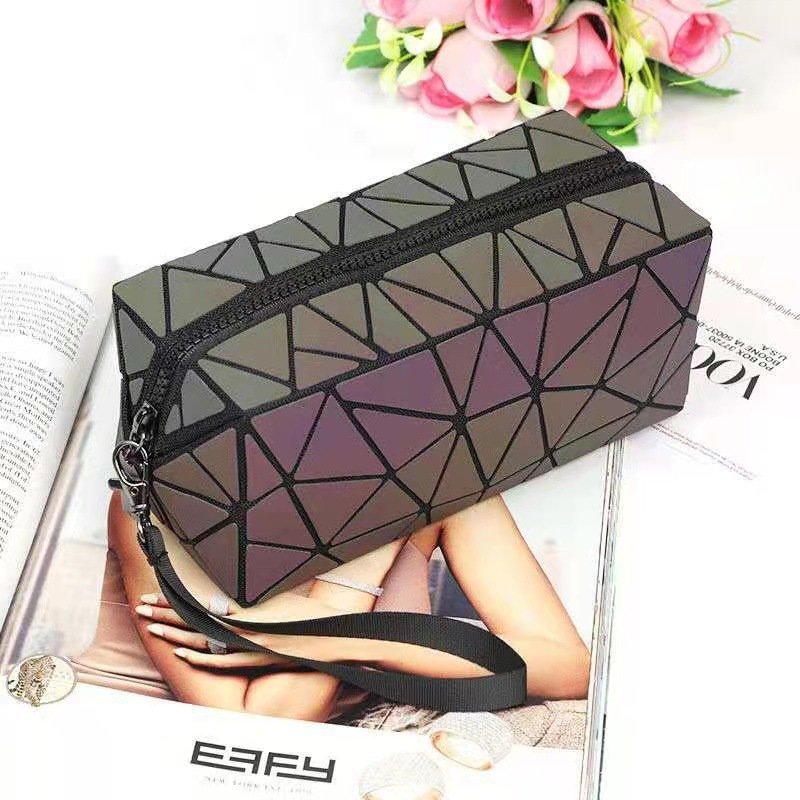 Geometric Cosmetic Bag wholesale custom luxury black travel small PU fabric mini cosmetic bags waterproof Geometric Cosmetic Bag