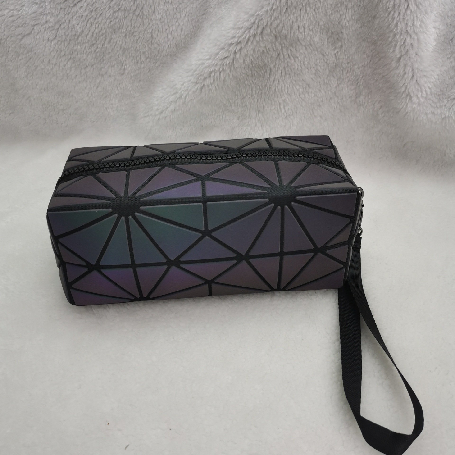 Geometric Cosmetic Bag wholesale custom luxury black travel small PU fabric mini cosmetic bags waterproof Geometric Cosmetic Bag