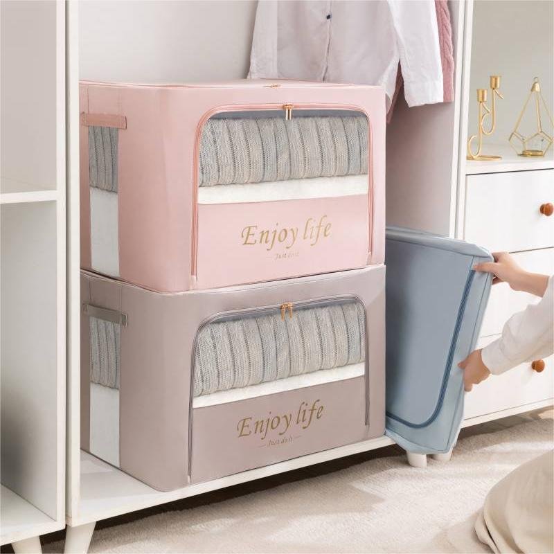 Folding Storage Box Satin Drill Clothing Storage Container Organizing Storage Bag Quilt Bag With Zipper Portable Handing