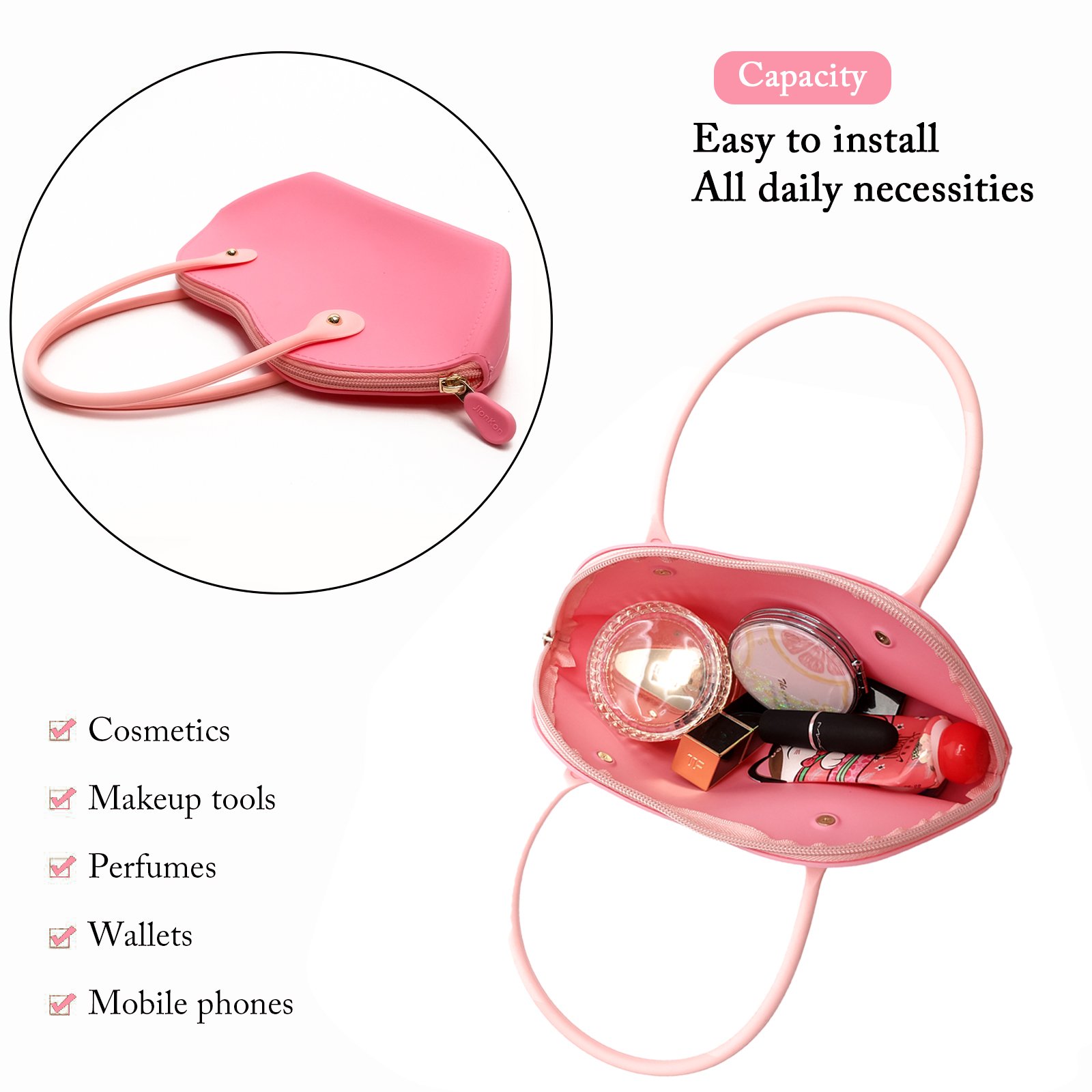 Silicone Makeup Bag with Zipper, Washable Bag for Travel, Perfect for Organizing Cosmetics, Brushes, Tools and Toiletries