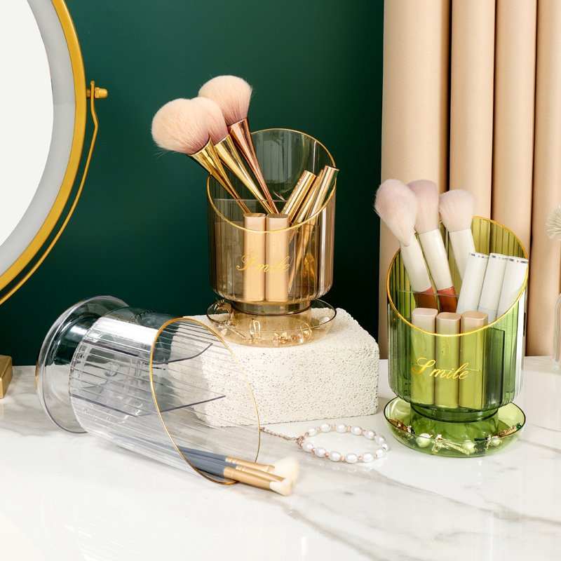 Makeup brush storage container Vanity table transparent dividing eyebrow pencil lipstick finishing box Office desk pen container