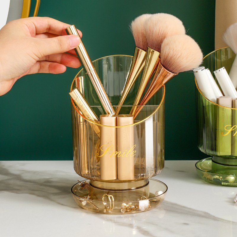 Makeup brush storage container Vanity table transparent dividing eyebrow pencil lipstick finishing box Office desk pen container