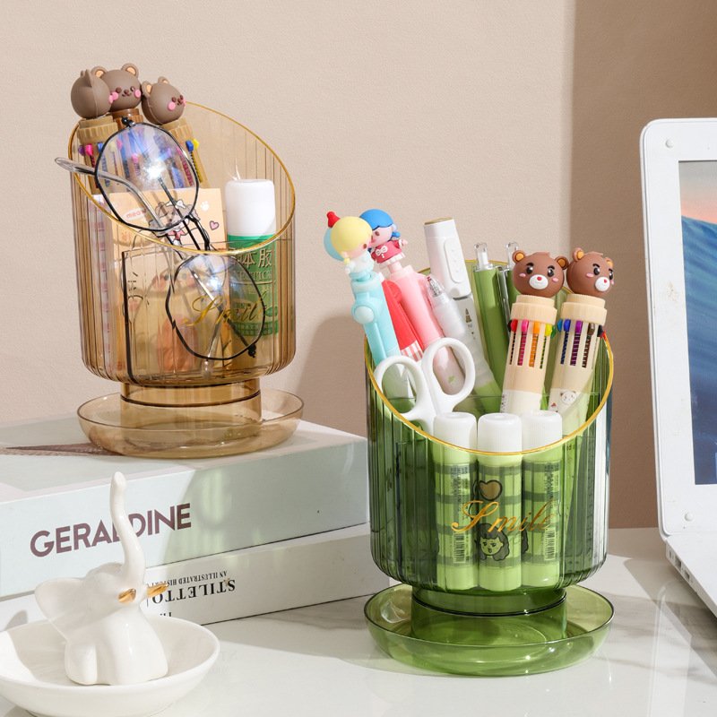 Makeup brush storage container Vanity table transparent dividing eyebrow pencil lipstick finishing box Office desk pen container