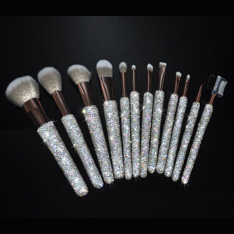 Wholesale Rainbow Diamond Makeup Brush Set Professional Makeup Brush With Diamond Holder