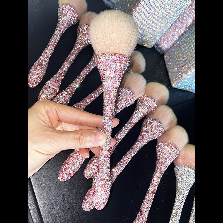 Wholesale Rainbow Diamond Makeup Brush Set Professional Makeup Brush With Diamond Holder