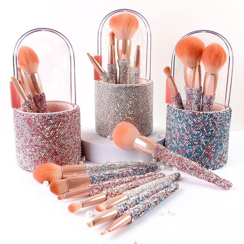 Wholesale Rainbow Diamond Makeup Brush Set Professional Makeup Brush With Diamond Holder