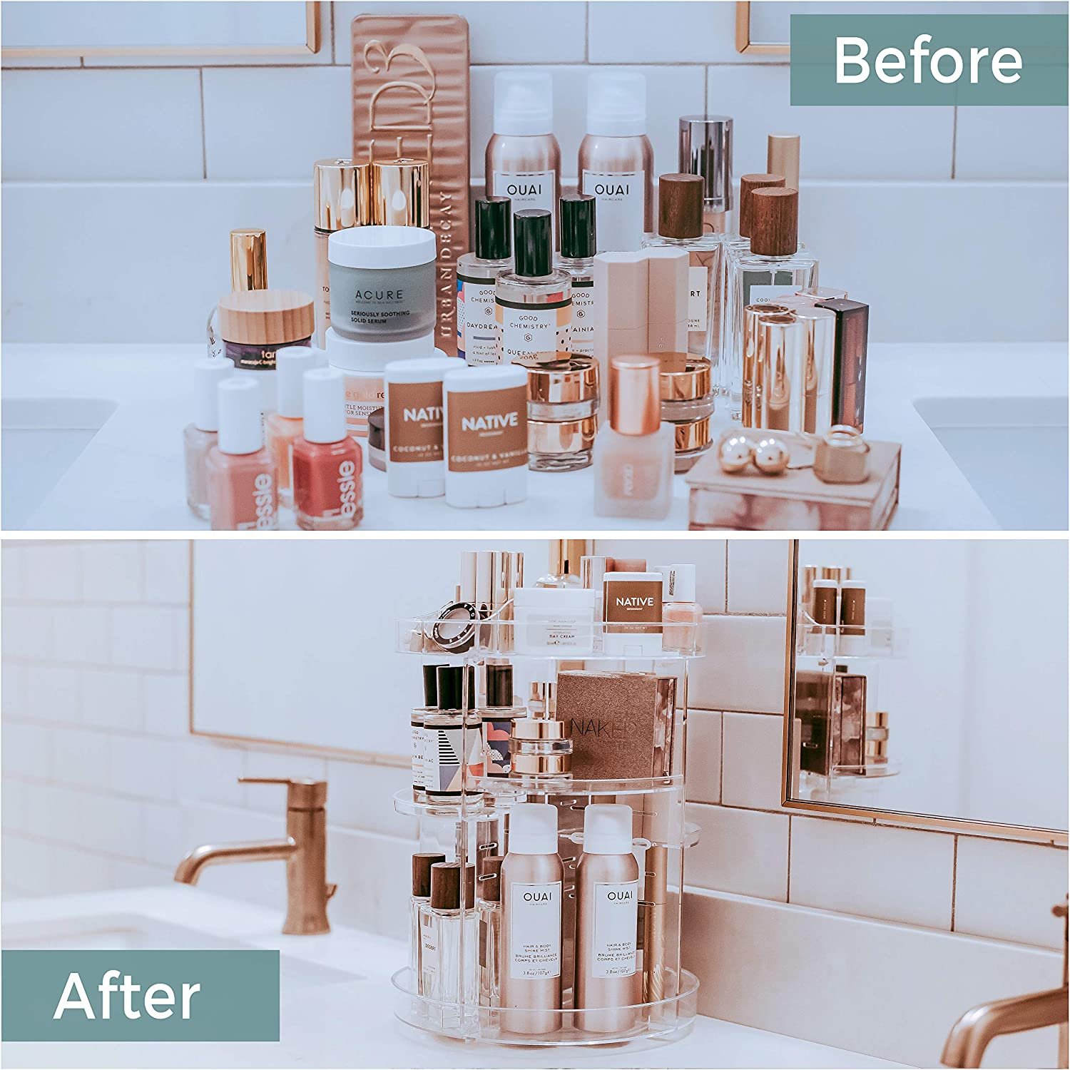 Competitive Price Acrylic Makeup Organizer Transparent 360 Rotating Plastic Makeup Organizer