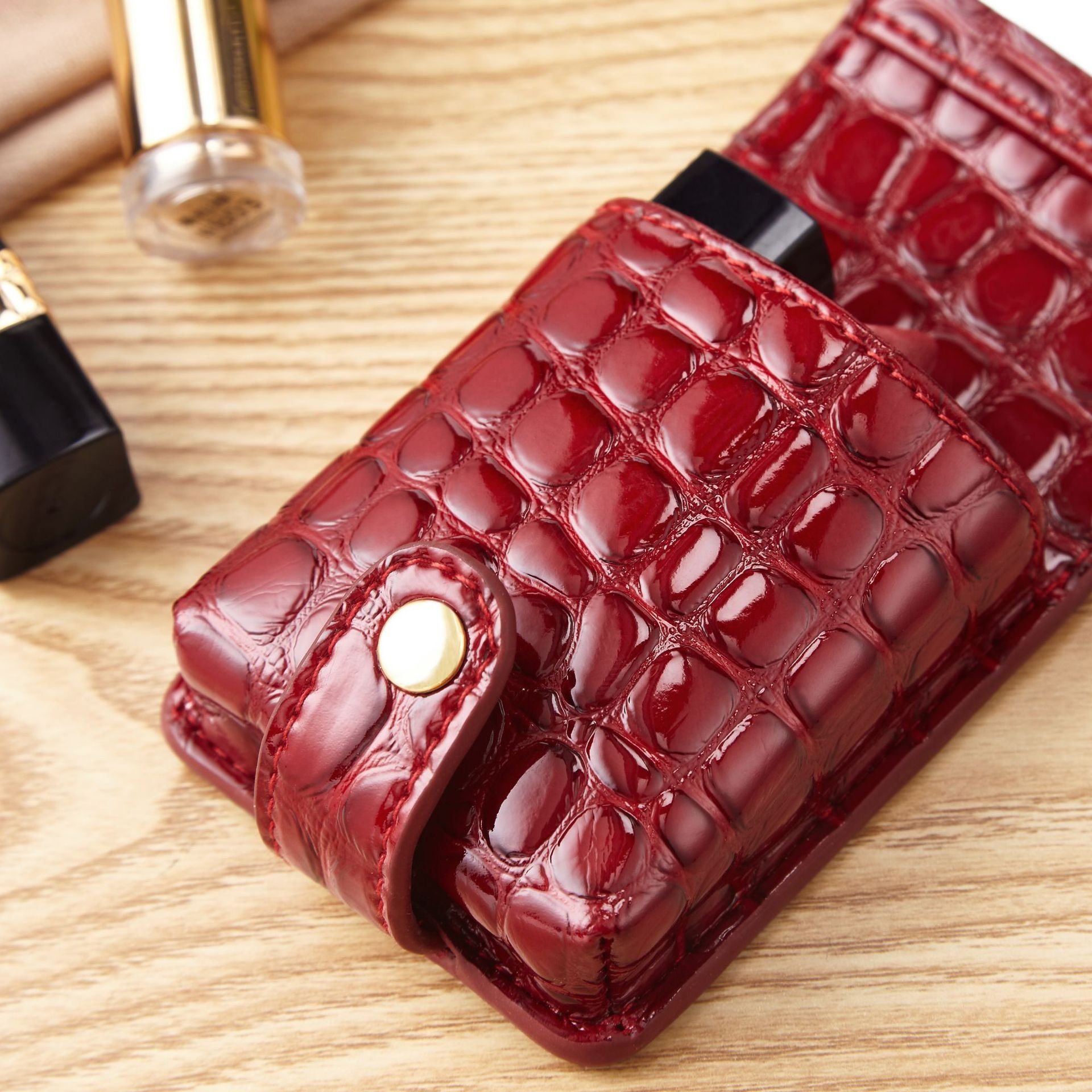 Portable Makeup Organizer Women Girls Mini Lipstick Bag With Mirror Beauty Cosmetics Lipsticks Holder Case Accessories Supplies