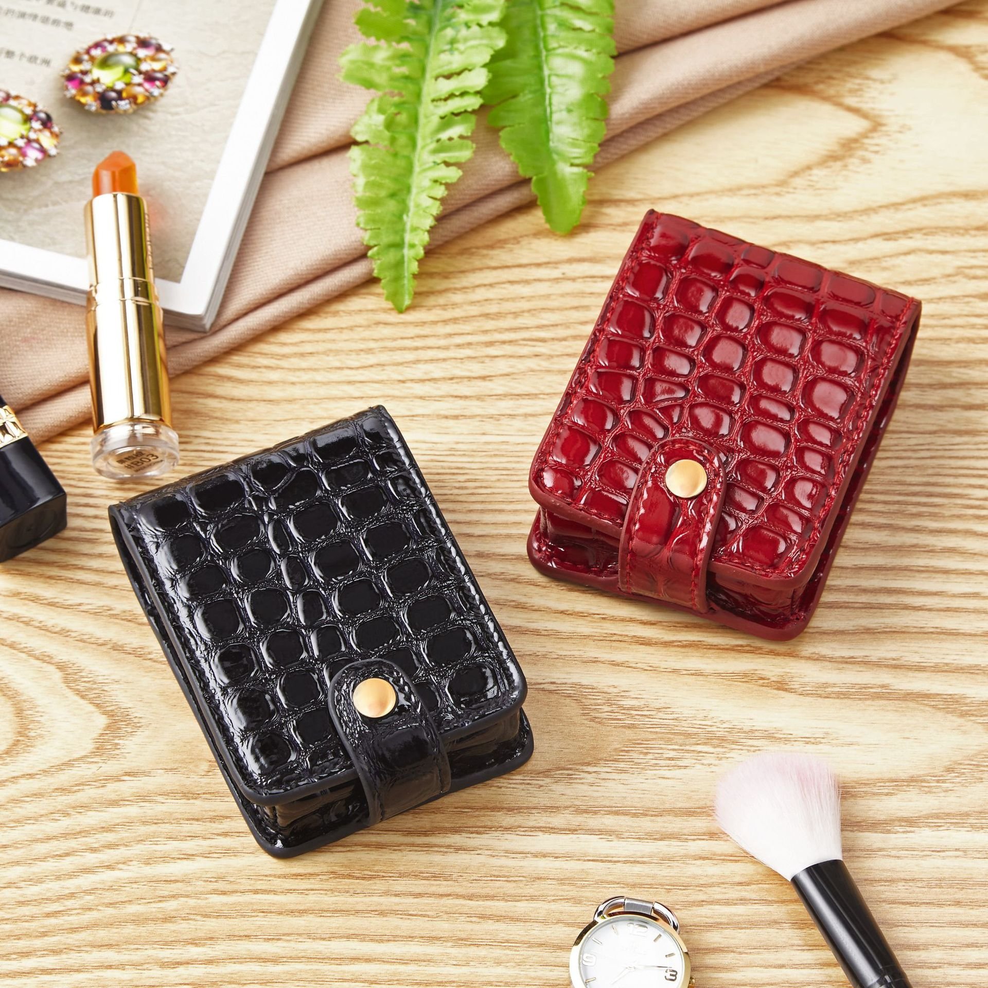Portable Makeup Organizer Women Girls Mini Lipstick Bag With Mirror Beauty Cosmetics Lipsticks Holder Case Accessories Supplies