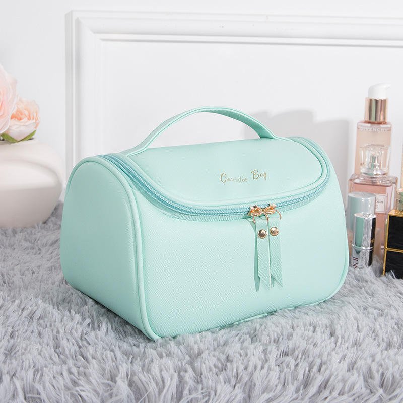 Vintage Portable Large Custom Waterproof Women Pu Zipper Makeup Bags Travel Toiletries Organizers Pouch Case Cosmetic Bag