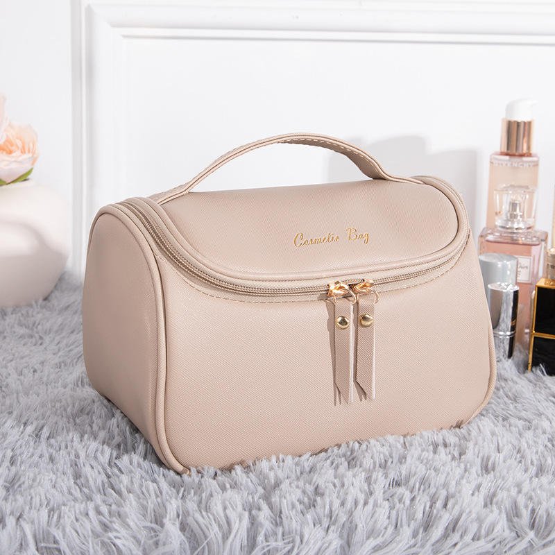 Vintage Portable Large Custom Waterproof Women Pu Zipper Makeup Bags Travel Toiletries Organizers Pouch Case Cosmetic Bag