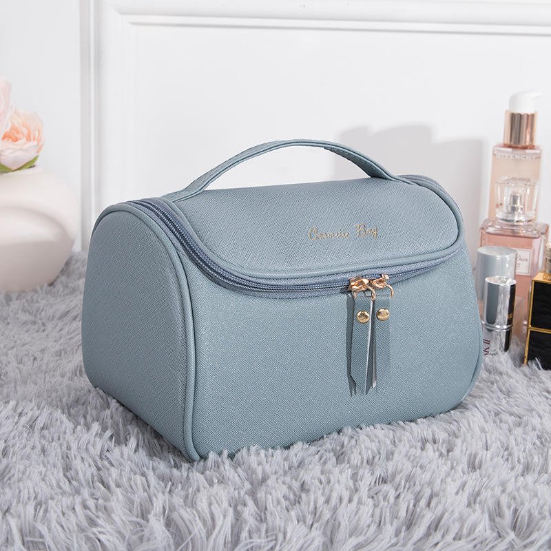 Vintage Portable Large Custom Waterproof Women Pu Zipper Makeup Bags Travel Toiletries Organizers Pouch Case Cosmetic Bag