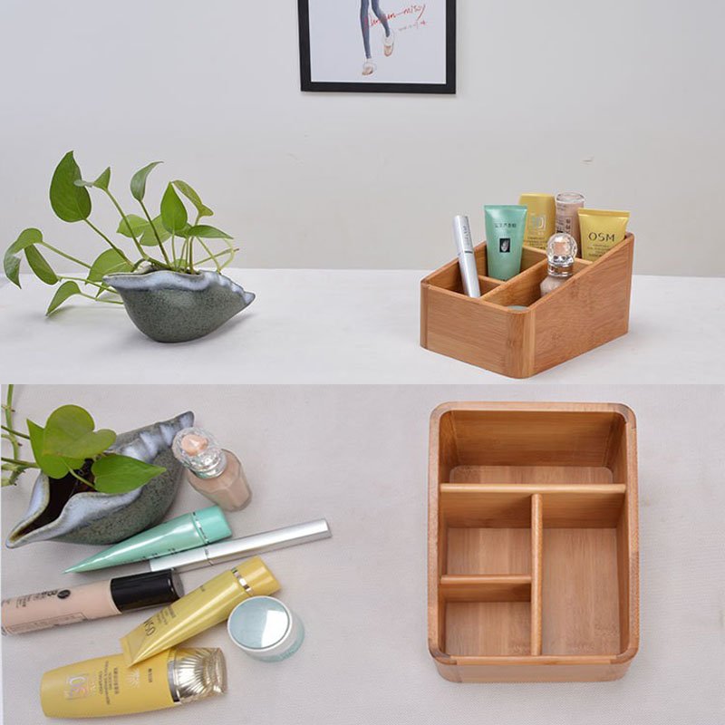Multi-purpose wood makeup cosmetics storage box Sundries organizer desk organizer