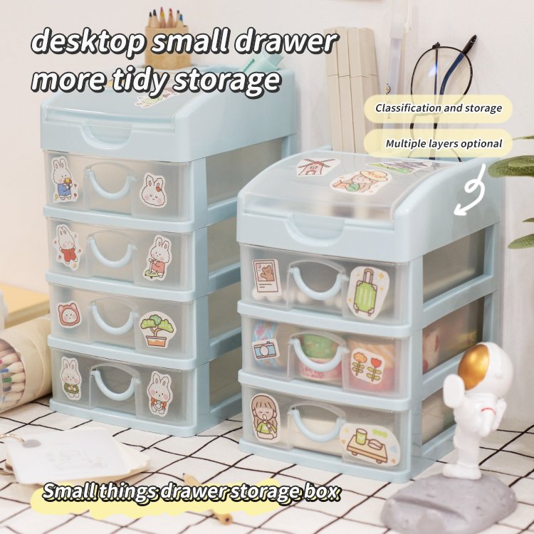 Wholesale 2/3/4 Layers Desktop Office Drawer Type Finishing Stationery Plastic Storage Cabinet Drawer Storage Box