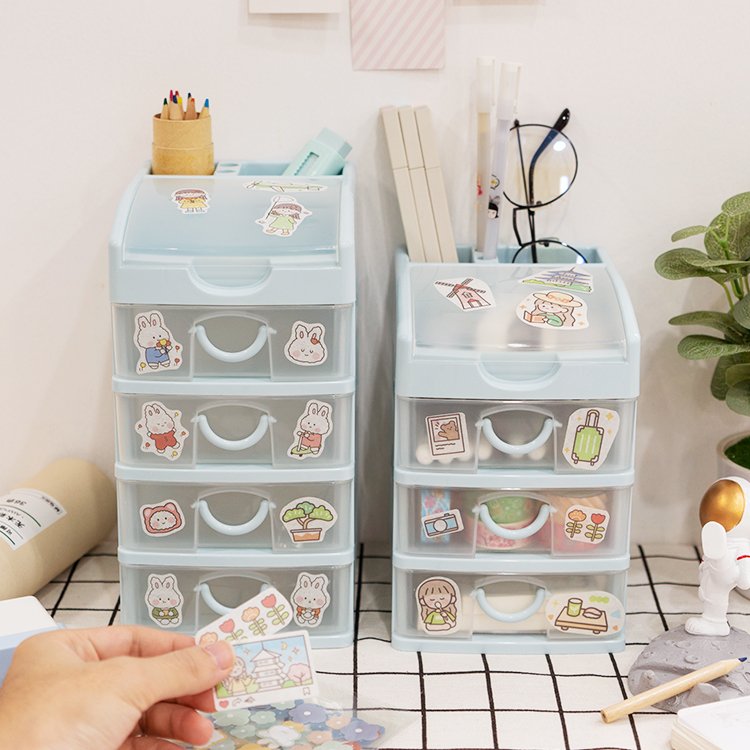 Wholesale 2/3/4 Layers Desktop Office Drawer Type Finishing Stationery Plastic Storage Cabinet Drawer Storage Box