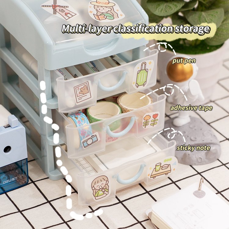 Wholesale 2/3/4 Layers Desktop Office Drawer Type Finishing Stationery Plastic Storage Cabinet Drawer Storage Box