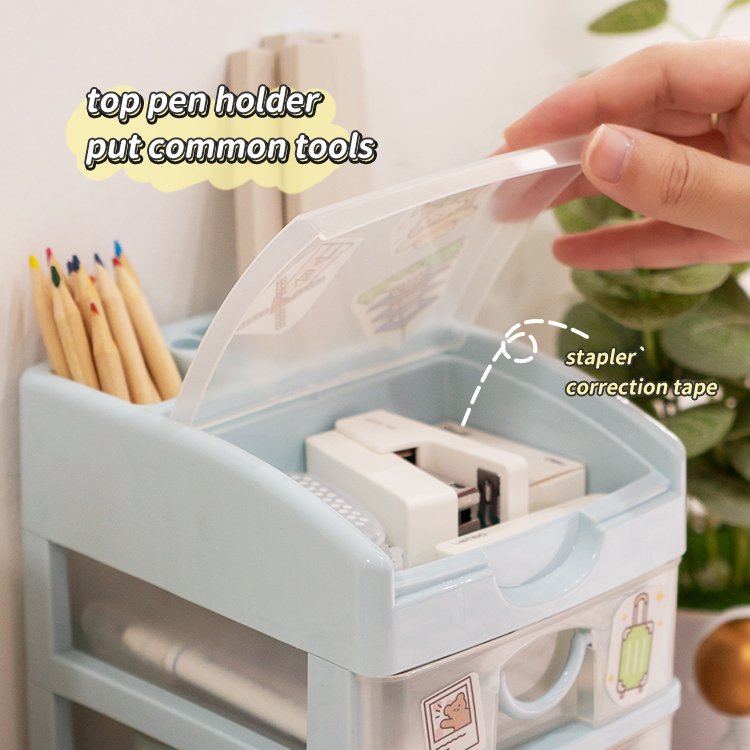 Wholesale 2/3/4 Layers Desktop Office Drawer Type Finishing Stationery Plastic Storage Cabinet Drawer Storage Box