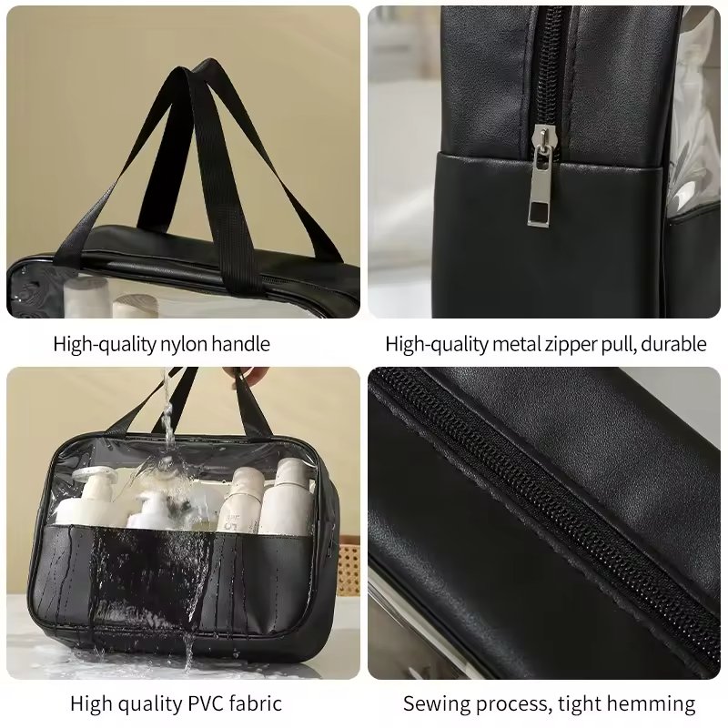 3pcs set waterproof large capacity transparent makeup wash bag travel storage organizer bag portable cosmetic bag