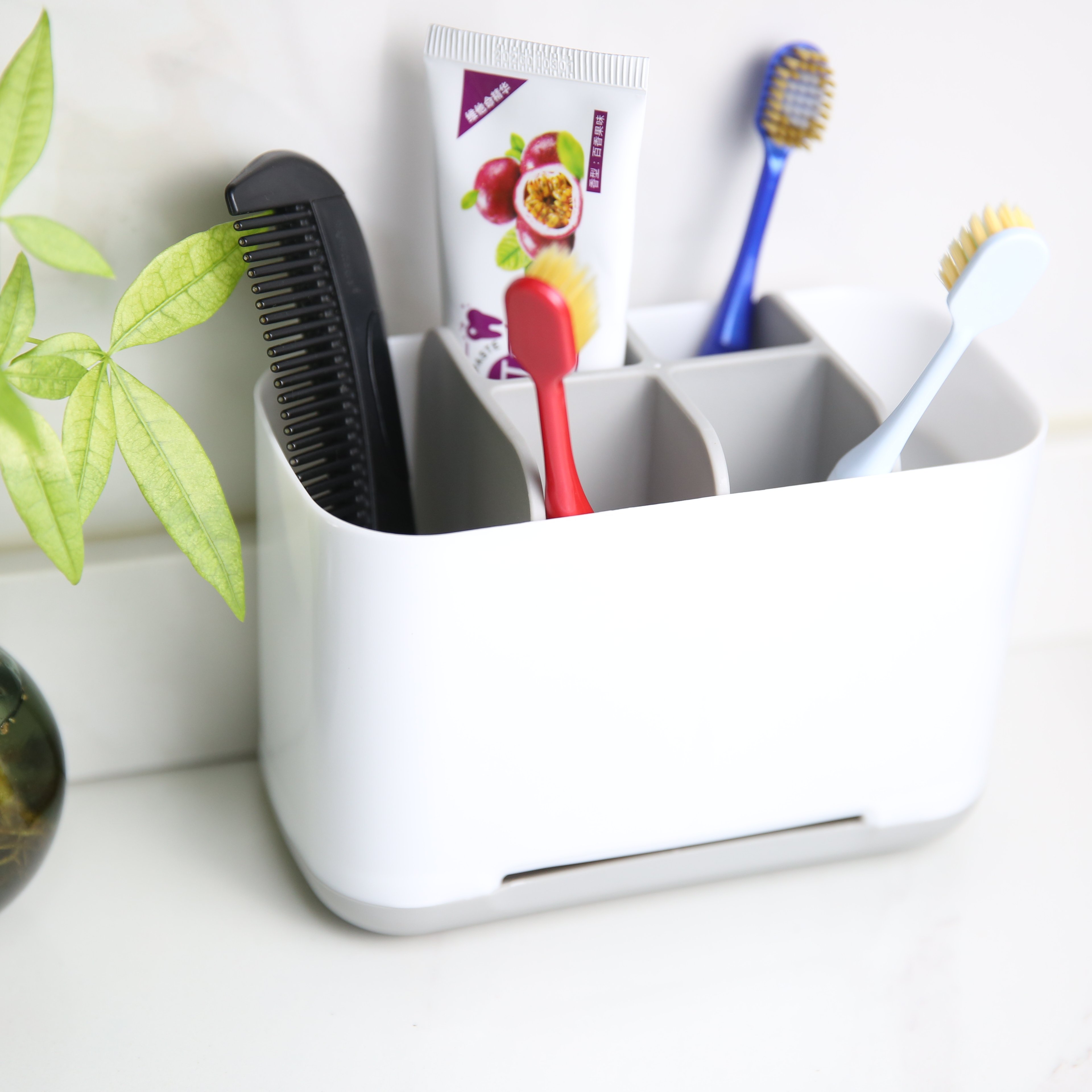 Plastic Bathroom Holder Storage Box Desktop Organizer For Toothbrush Makeup Brushes Pen And Stationery For Cosmetic Use
