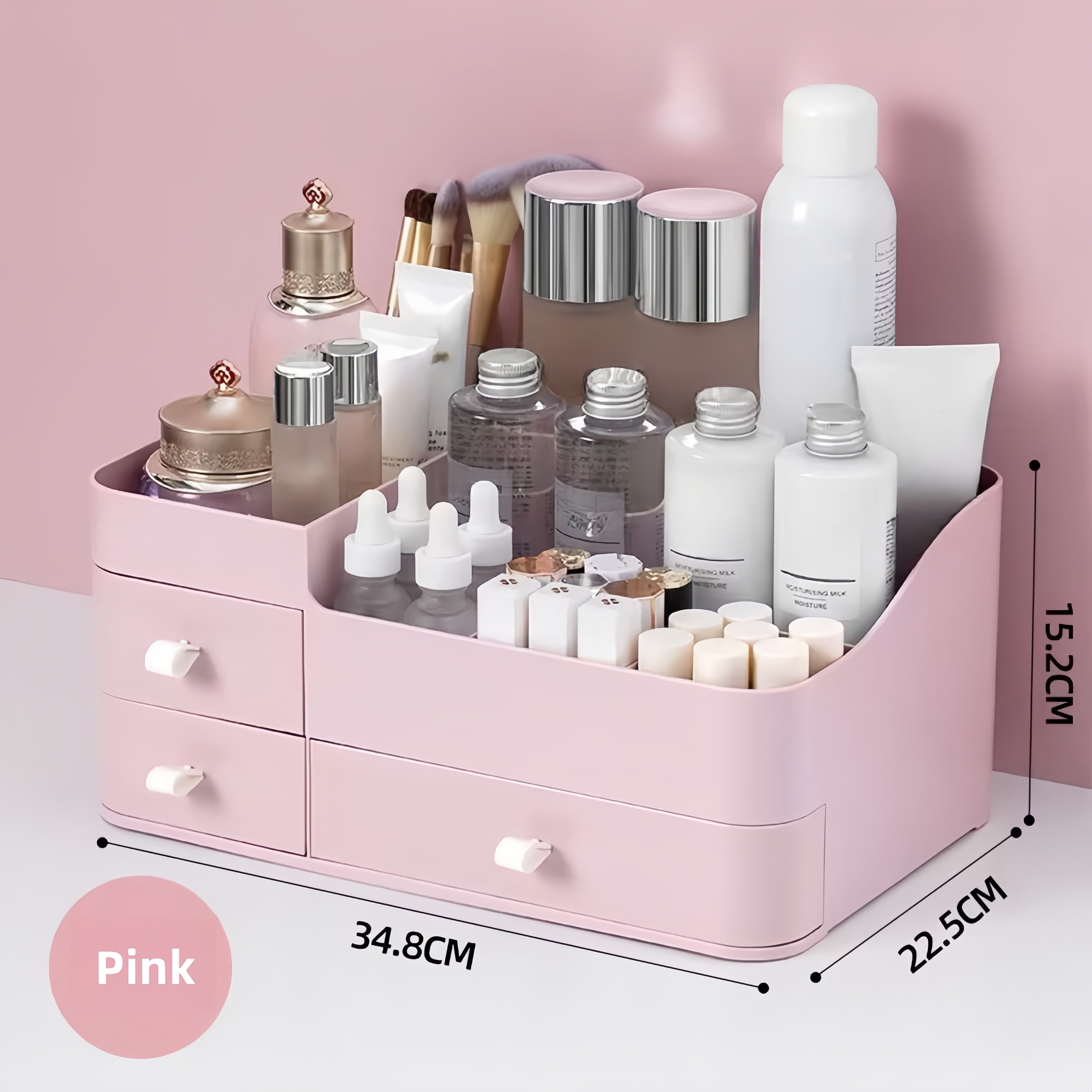 3 Layers makeup Organizer with Drawers Large Capacity Countertop Organizer for Vanity Bathroom Bedroom Desk Cosmetics Organizer