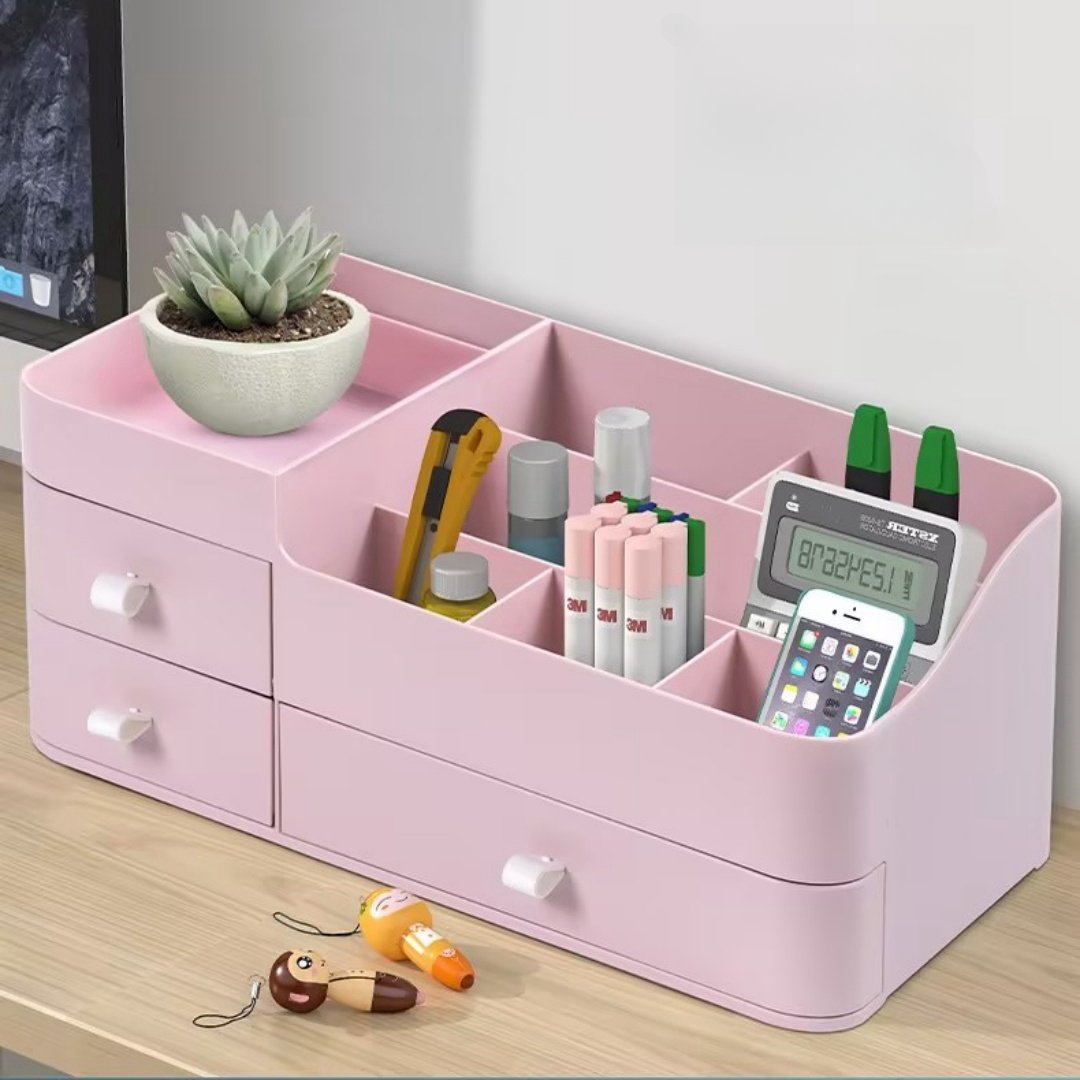 3 Layers makeup Organizer with Drawers Large Capacity Countertop Organizer for Vanity Bathroom Bedroom Desk Cosmetics Organizer
