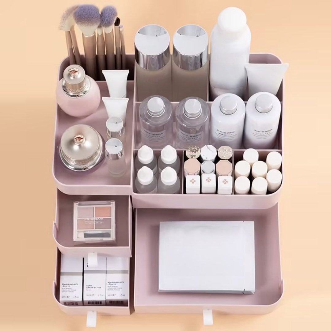 3 Layers makeup Organizer with Drawers Large Capacity Countertop Organizer for Vanity Bathroom Bedroom Desk Cosmetics Organizer