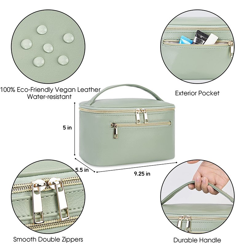 Custom Large Capacity Water Resistant PU Leather Travel Makeup Bag Travel Make Up Organizer Cosmetic Brush Bags Case for Women