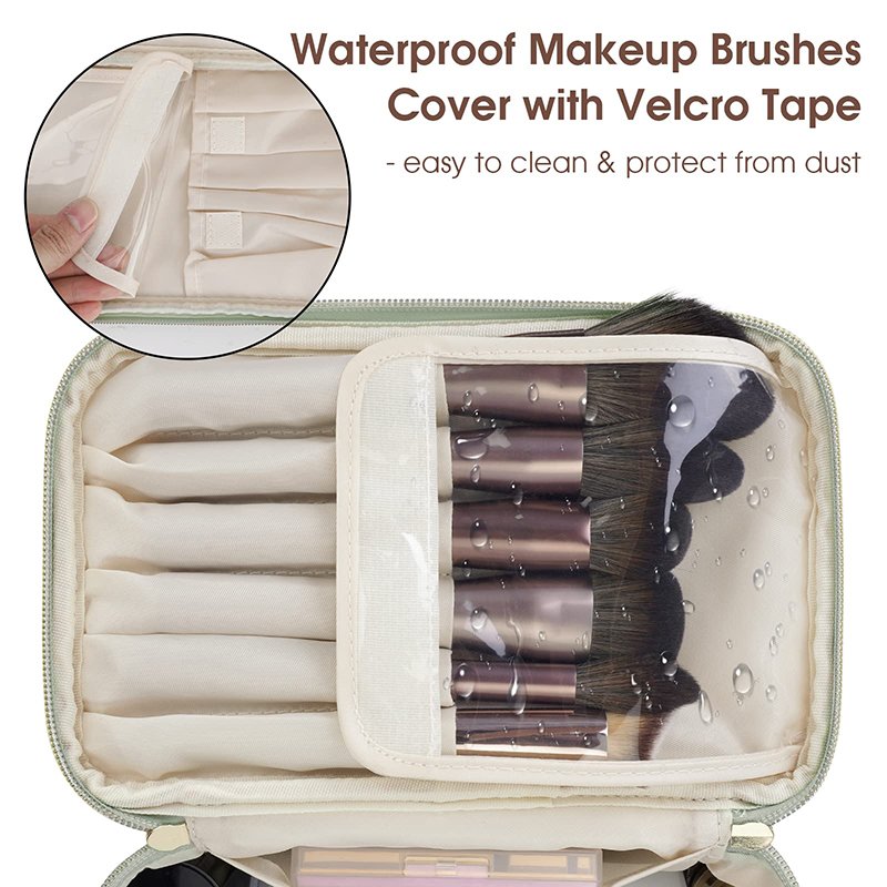 Custom Large Capacity Water Resistant PU Leather Travel Makeup Bag Travel Make Up Organizer Cosmetic Brush Bags Case for Women