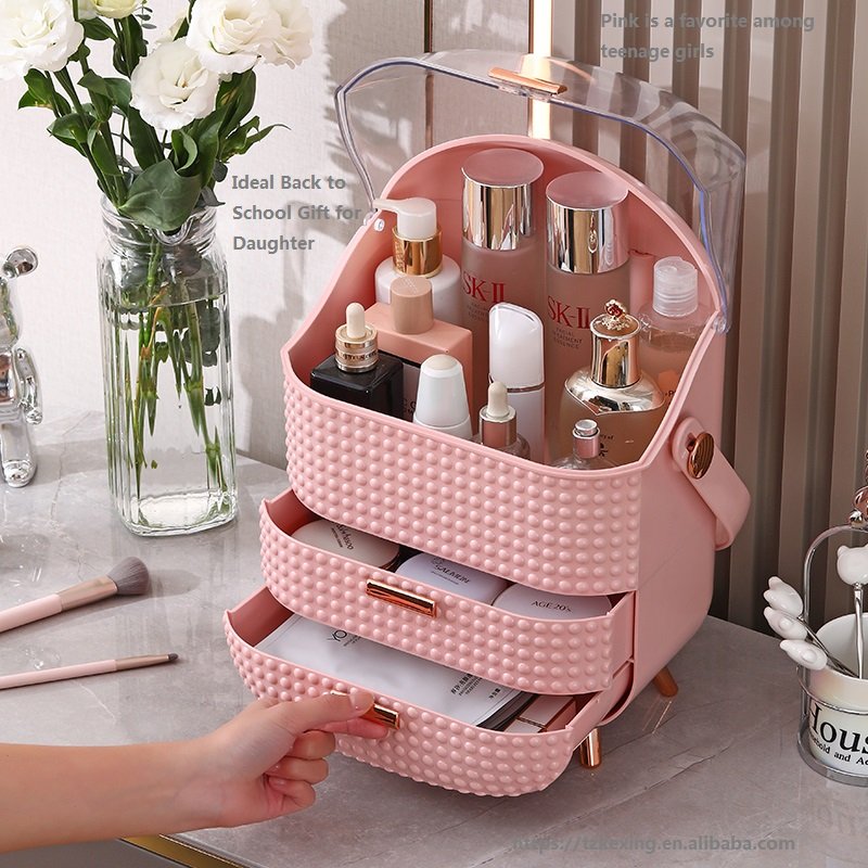 Cosmetic Organiser Storage Box Vanities Bin Desk Organizers and Accessories Makeup Box Case for Ideal Back to School Gift