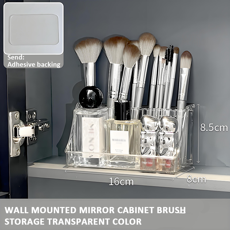 Hot sale transparent plastic cosmetic organiser wall-mounted transparent tiered angled rack makeup brush organiser