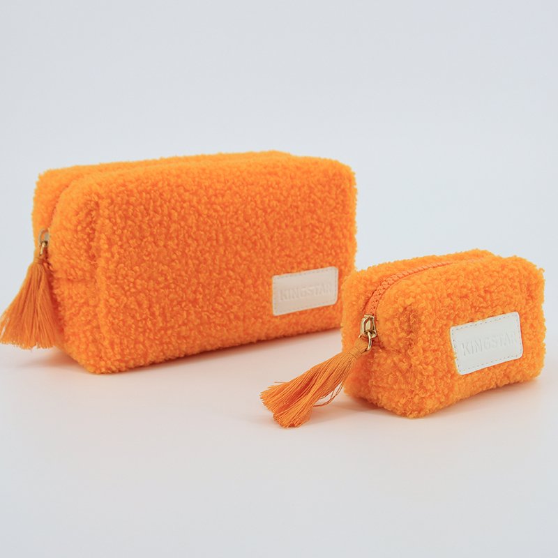 Wholesale Multi Color Plush Lady Cosmetic Pouch Teddy Velvet Makeup Bag Makeup Bag Travel Teddy Cosmetic Bag with Logo