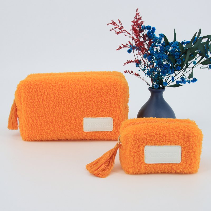 Wholesale Multi Color Plush Lady Cosmetic Pouch Teddy Velvet Makeup Bag Makeup Bag Travel Teddy Cosmetic Bag with Logo