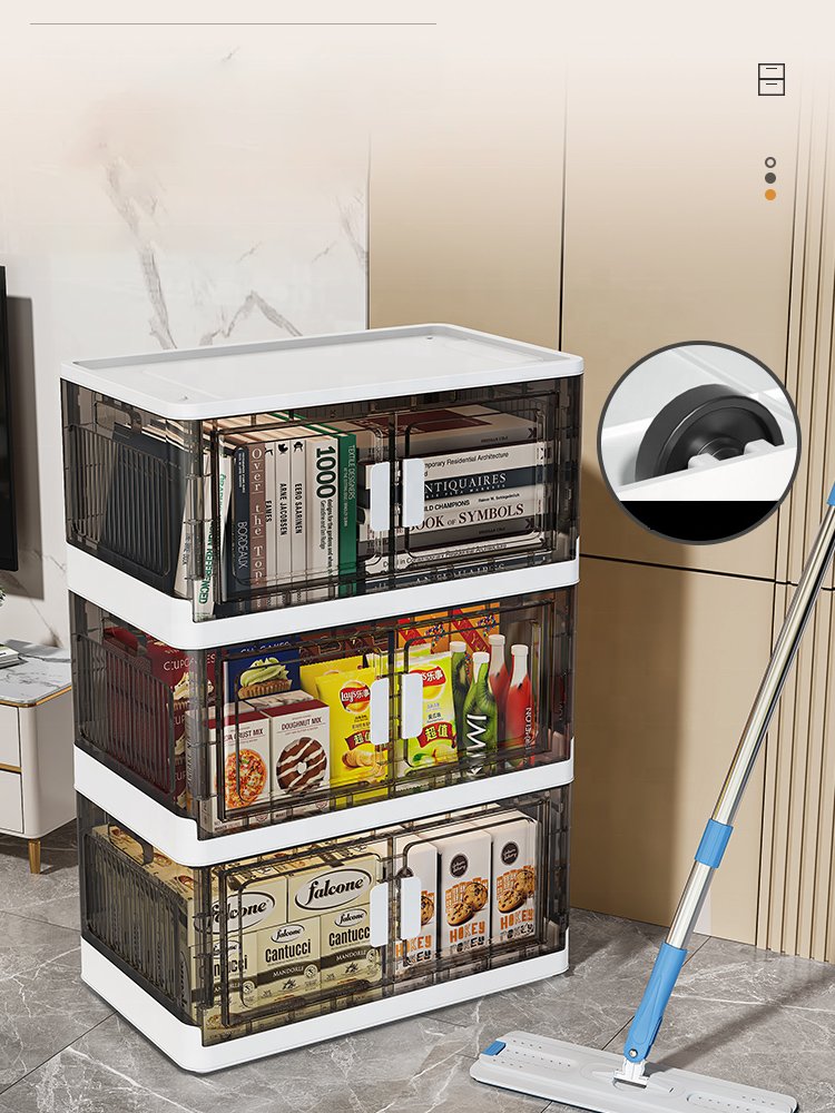 Storage Box Injection Foldable Toy Clothes Stationery Organizer with Wheels High Quality Plastic Modern Black Multifunction