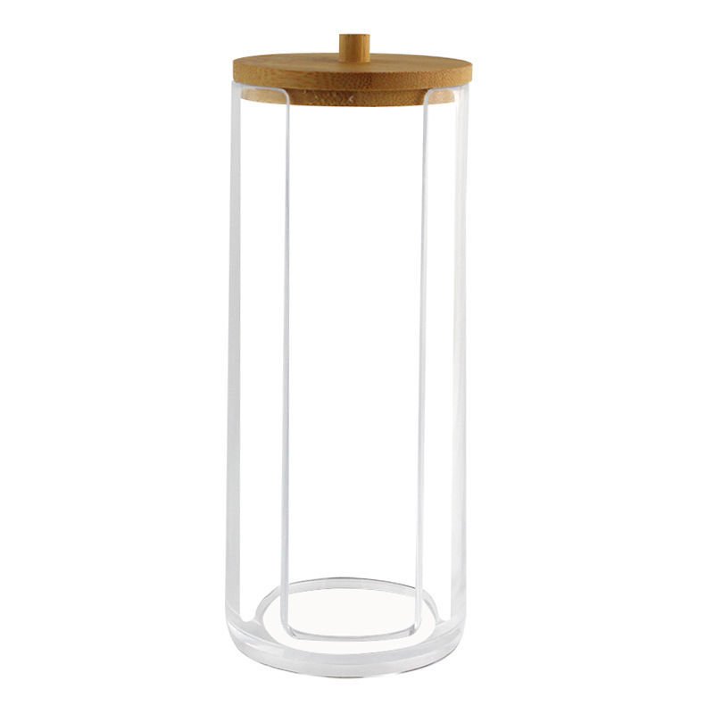 Bathroom Makeup Storage Jars Dispenser Organizers Containers for Cotton Pads with Bamboo Lid
