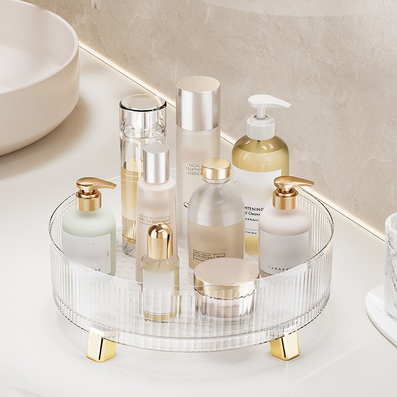 Multifunctional Rotating Tray Kitchen Spice Rack Plastic Turntable Lazy Susan Plastic Tray Rack with Plating Foot