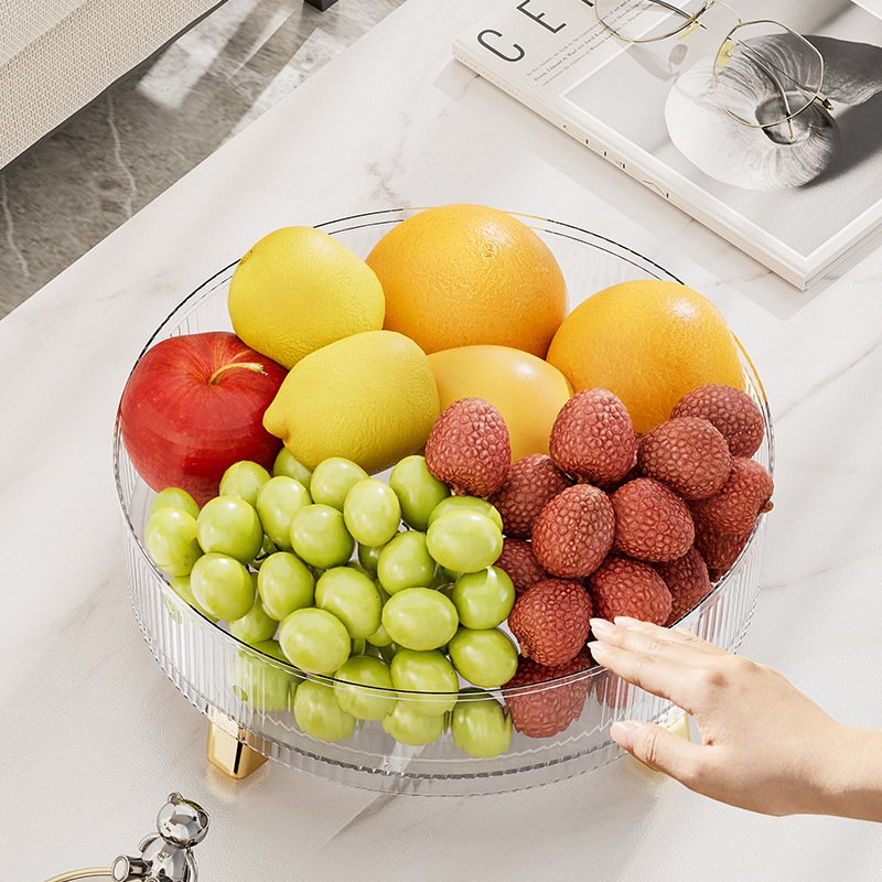 Multifunctional Rotating Tray Kitchen Spice Rack Plastic Turntable Lazy Susan Plastic Tray Rack with Plating Foot