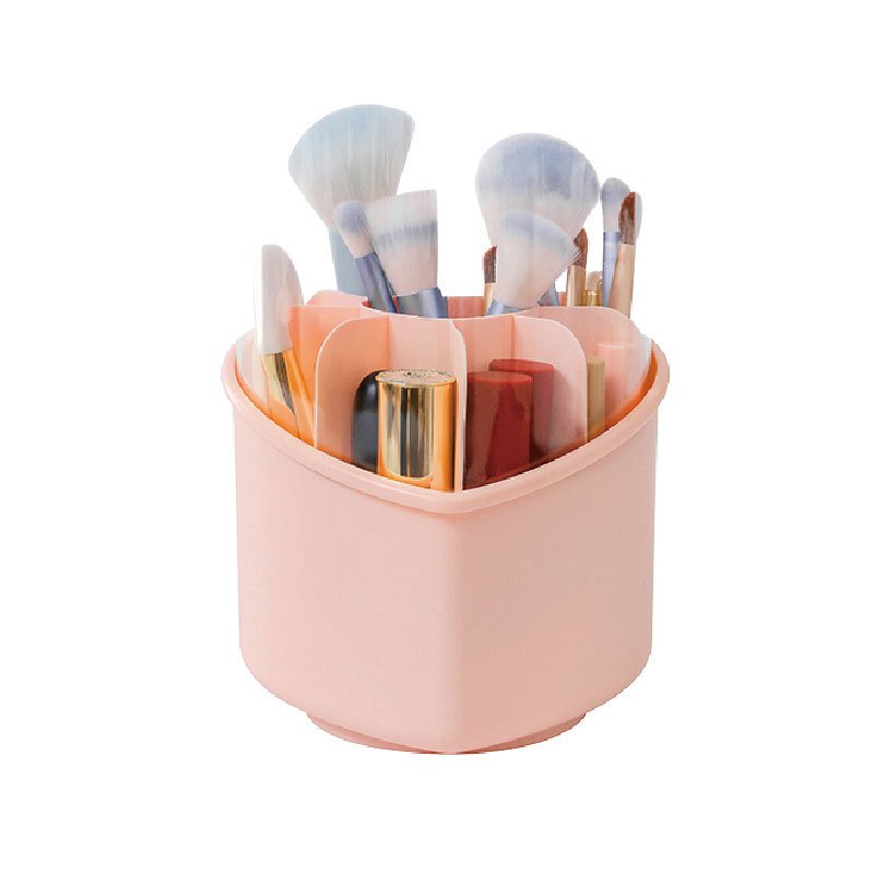 2024 New Portable Heart Shaped Cosmetic Makeup Brush Organizer Without No-lid Functional Detachable Storage Box Lipstick Case