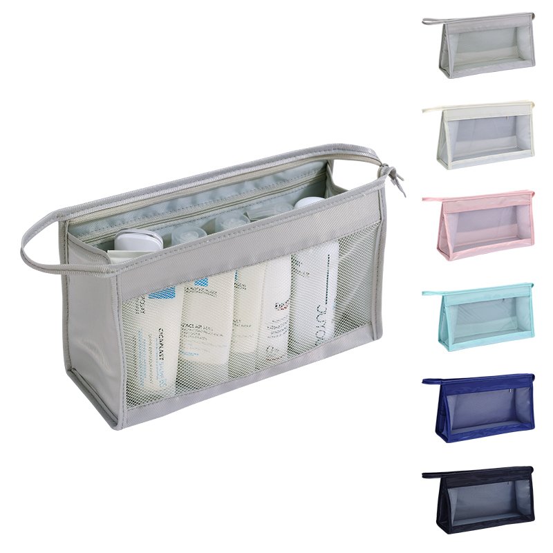 Wholesale Mesh Cosmetic Bag Travel Portable Storage Organizer Toiletry bag blank makeup bag