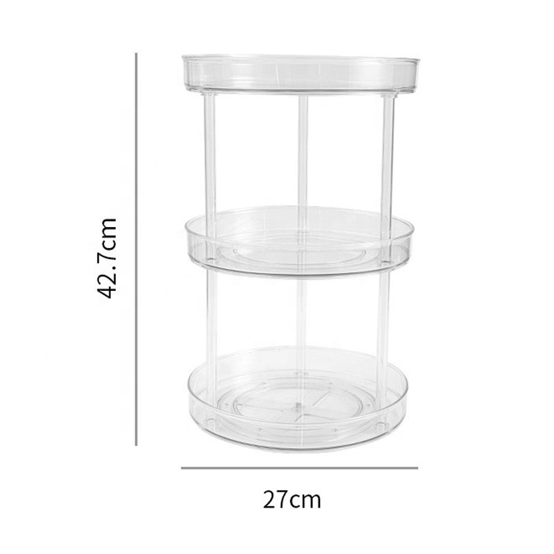 3 Tier Transparent Easy to Assemble Turntable Lazy Susan Cosmetic Makeup Organizers