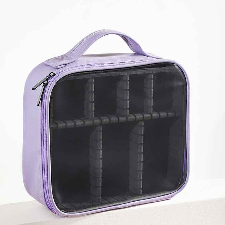Clear Windows PU Leather Waterproof Toiletry Bag Portable Makeup Bag Organize Storage Box Cosmetic Bag for Women